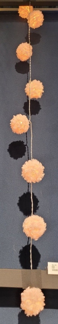Lampki 10LED ciepłe "pompony" różowe dł.165cm bat.2xAA (XX8113670)