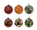 Glass bauble 8cm sugar flowers transparent orange (523386)
