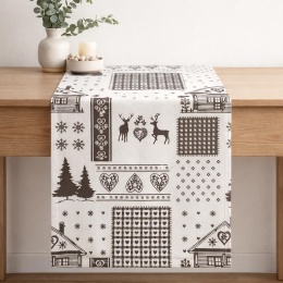 Bieżnik 40*150cm bawełniany biały z szarymi domkami (SJ6-415) -40%