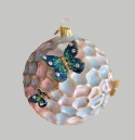 Bombka GlitterLab: Kula żłobiona opalizująca biała z motylami 9cm(5183BM)-20%