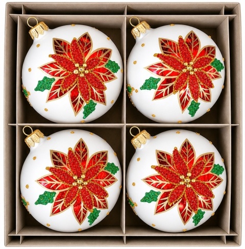 Bombki 120 dekorowane ornament op.4szt.: OPOWIEŚĆ WIGILIJNA