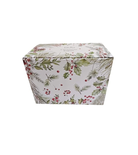 Kubek porcelana 460ml z metalowym zaparzaczem Christmas Leaves ozdobne pudełko