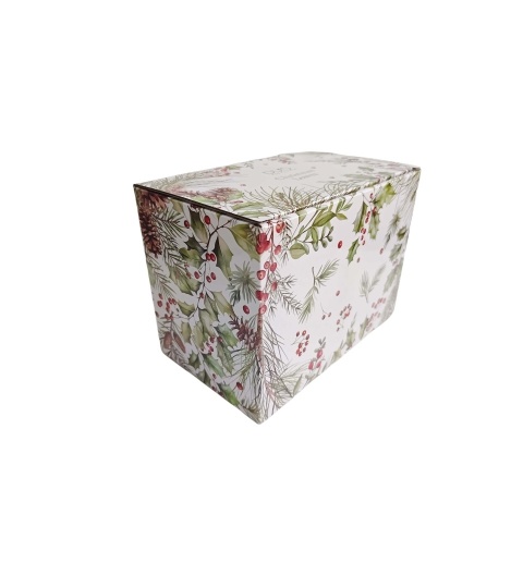 Kubek porcelana 460ml z metalowym zaparzaczem Christmas Leaves ozdobne pudełko