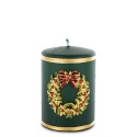 Green pillar candle 70x100 with wreath (BT0003-W-20; 163493)
