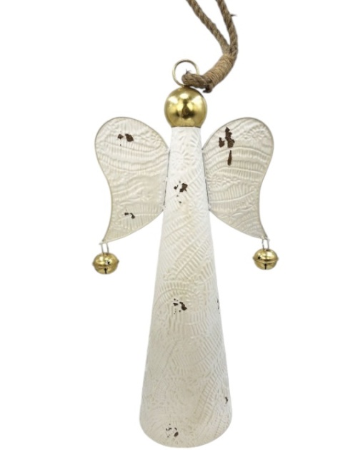Angel bell, white metal, brushed with bells (TY0227)-20%