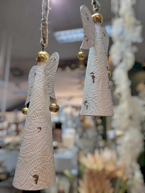 Angel bell, white metal, brushed with bells (TY0227)-20%