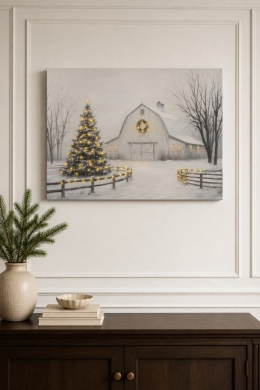 LED Picture: Winter Farmyard with Christmas Tree (481321)