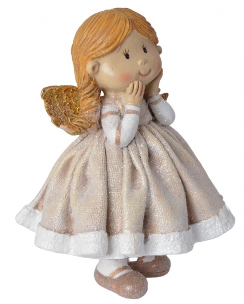 Aniołek ceramiczny beżowy stojący duży 2wzory (1745)-30%