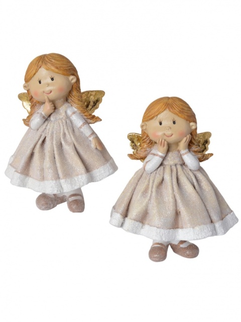 Aniołek ceramiczny beżowy stojący duży 2wzory (1745)-30%