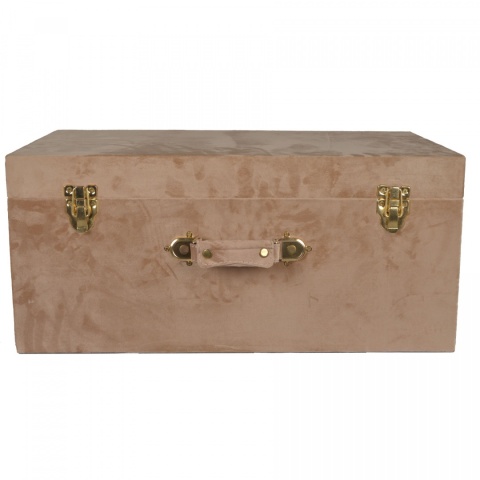 Kufer welurowy beżowy mały h:19*40*23cm (116190)-20%