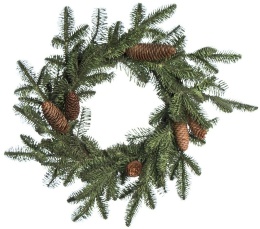 Wianek 50cm PE zielony z igliwia z szyszkami (OZB07278)