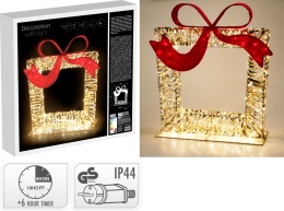 Prezent z kokardą złoty metalizowany 500LED ciepłe timer (AMZ143250) wew/zew