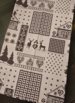 Bieżnik 40*150cm bawełniany biały z szarymi domkami (SJ6-415) -40%