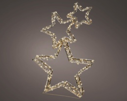Figure: 3 gold-effect stars, 350 LEDs (flash + timer) (490420), indoor/outdoor