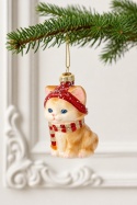 Glass ornament: Kitten in a hat and scarf (124132)