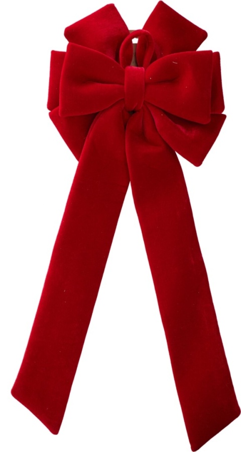 Large red velvet cascading bow 69x29cm (546146)