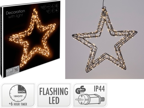 Gwiazda b.duża 76cm 1440LED ciepłe/amber flash timer (AMZ144130) wew/zew