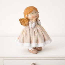 Aniołek ceramiczny beżowy stojący duży 2wzory (1745)-30%