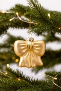 Glass bauble: Matte gold bow (125097)