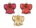 Glass bauble: Matte gold bow (125097)