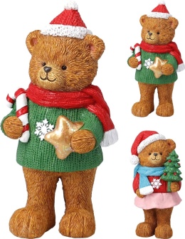 Miś dziewczynka 15cm z choinką poliresin (542036)