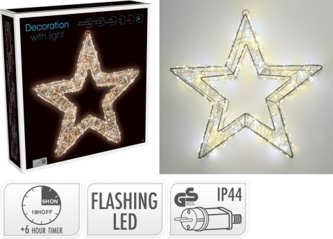 500-LED Star, 38 cm, mixed warm white/amber with flash effect and timer (AMZ143040), indoor/outdoor