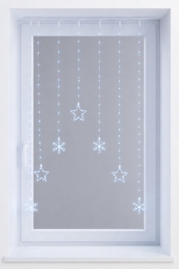 Curtain light 200x200cm, 266 LEDs, cool white, mixed stars and snowflakes (AVX100620), 8 functions, timer.