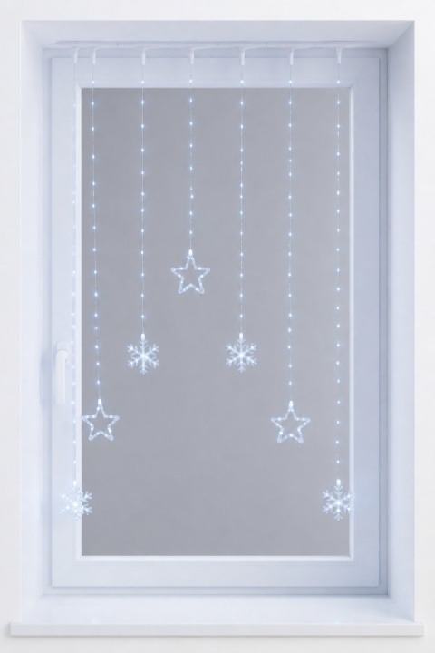 Kurtyna 200x200cm 266LED zimna mix gwiazdki śnieżynki (AVX100620) 8f. timer