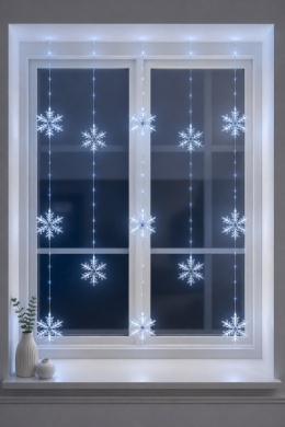 120x120 cm LED Curtain Light, Cool White, 232 LEDs, 8 Functions, Snowflakes, Timer (AVX100650)