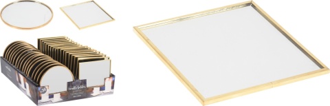 Podstawka lusterkowa kwadratowa 10cm srebrny brzeg (513198)-20%