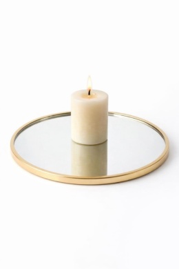 Podstawka lusterkowa okrągła fi 10cm złoty brzeg (513198)-20%