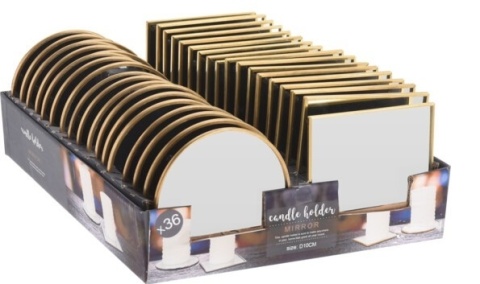 Podstawka lusterkowa okrągła fi 10cm złoty brzeg (513198)-20%