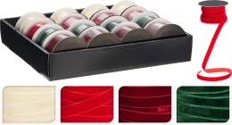 Red velour ribbon on a spool 200 x 0.8 cm (554812)