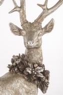 Lying ceramic deer with antlers, gold distressed finish (139533)