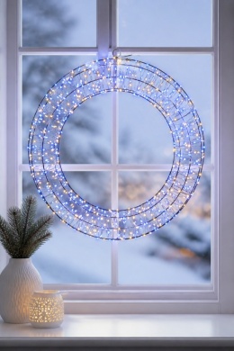 Metal wreath 38 cm, 480 LEDs, mixed warm/cool white with flash effect (AX5393500)