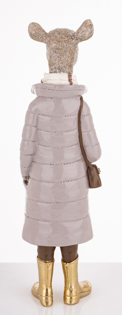 Mrs. reindeer 36cm in coat with polyresin bag (181048)