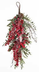 70 cm garland with red berries and mixed branches (180671) 70x23 cm