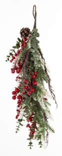 70 cm garland with red berries and mixed branches (180671) 70x23 cm