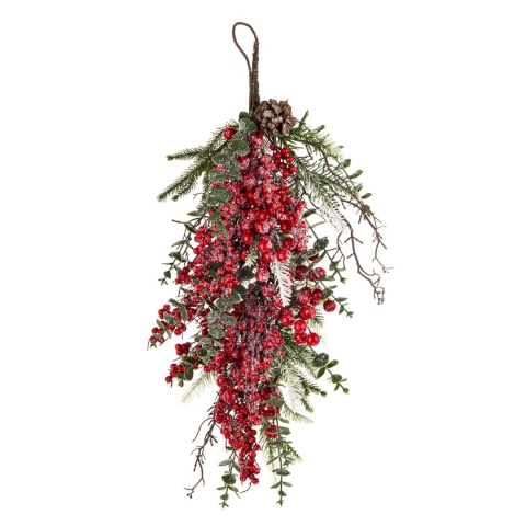 70 cm garland with red berries and mixed branches (180671) 70x23 cm