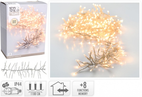 Light garland 1512LED, length 11m, warm white, transparent cable (AGL550450)