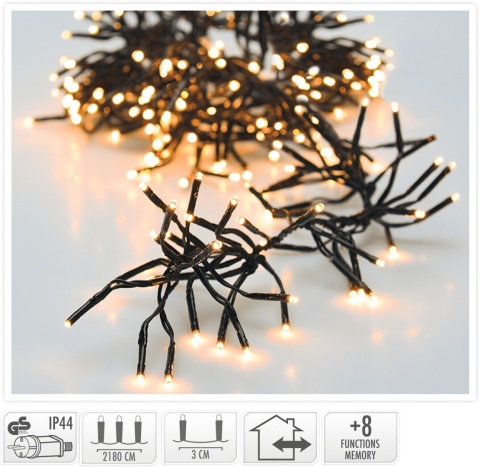 Girlanda świetlna 3000LED dł.22m biała ciepła 8 funkcji czarny kabel (AGL550170)