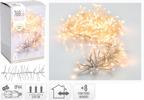 768LED light garland 5.6m warm transparent cable (AGL550430)