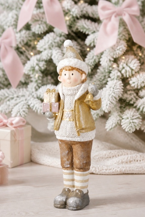 Polyresin boy with gifts, LED (AFH000040)