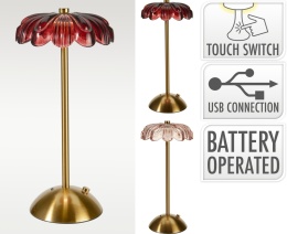 Lampka metalowa złota 12LED bordowy klosz (XX8450530)