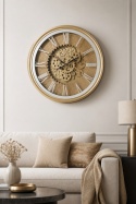 Zegar ścienny złoty okrągły 51cm ruchomy mechanizm (837362990)