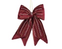 Burgundy velvet bow with pearls and beads (512212)