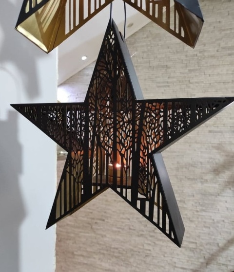 Black metal star hanging/standing for t-light (IS0463) h:41/54*44*11cm-30%