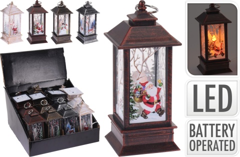 Plastic mini LED lantern "Santa Claus with a gift" (AX5304230)