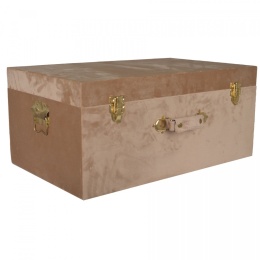Kufer welurowy beżowy mały h:19*40*23cm (116190)-20%