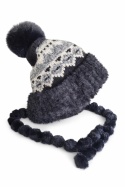 Czapka alpejska czarna z warkoczami (600150599)